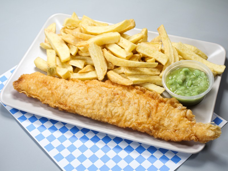 Crispy Fish & Chips served at Marinis Fish & Chip Takeaway in Ladywell
